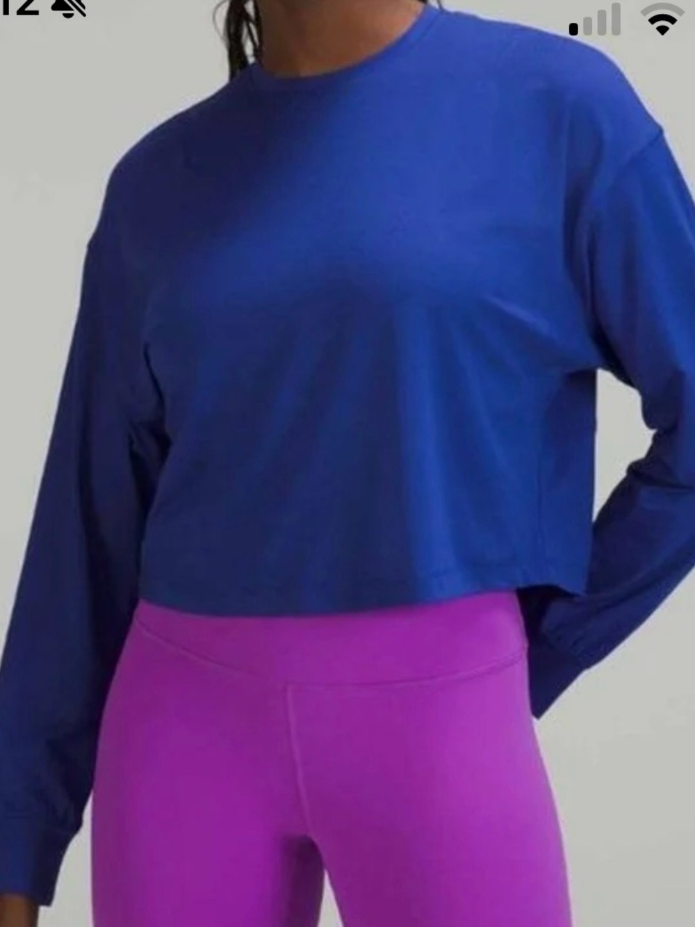 Lululemon Abrasion Resistant Cropped Long-Sleeve Crewneck Top - Navy